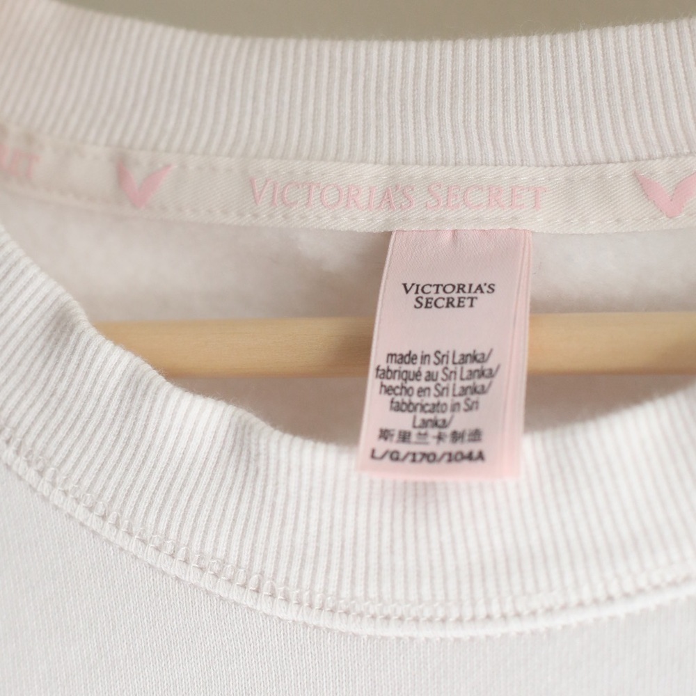 Vintage 2008 Victoria's Secret Rhinestone Logo Sweatshirt White Y2K Women's L - Picture 5 of 8
